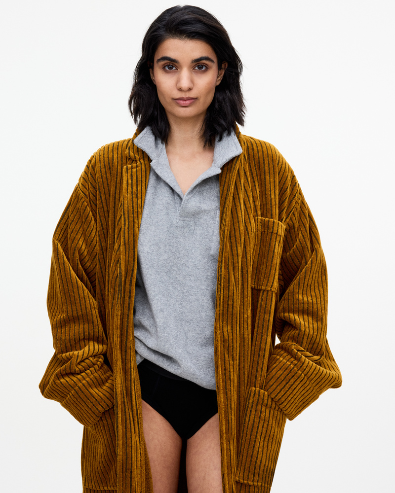 Bild 3 av Santiago Striped Velour Longo Robe
