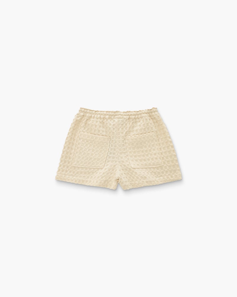 Image number 2 of Ecru Drizzle Waffle Shorts