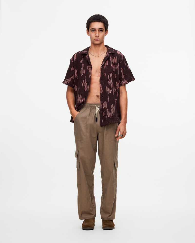 Taupe Cargo Linen Pants