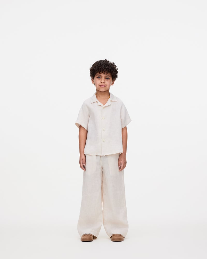 Kids Beige Air Linen Shirt