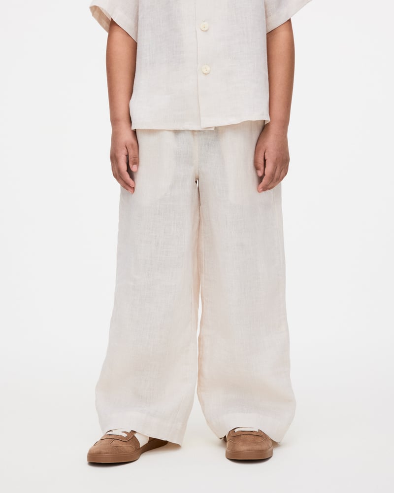 Kids Beige Linen Pants