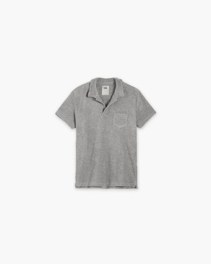 Grey Melange Frottee-Poloshirt