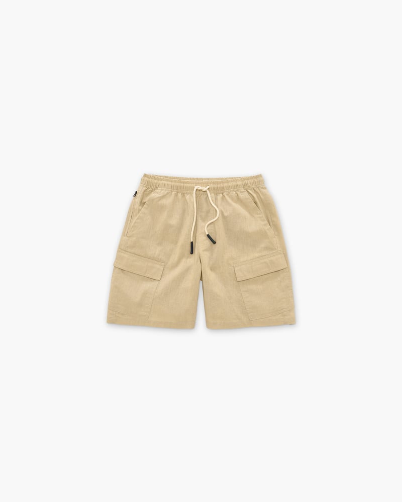 Beige Cargo Linen Shorts