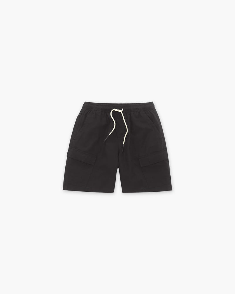 Black Cargo Linen Shorts